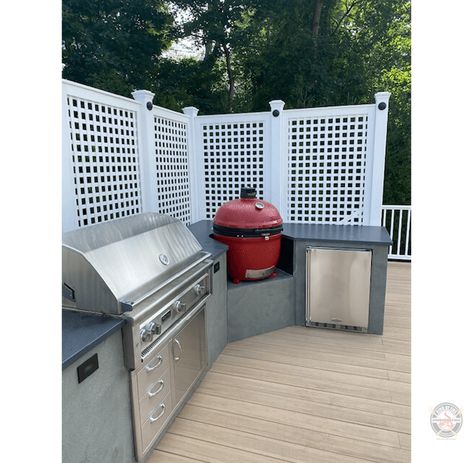 Outdoor Kitchen Ideas: Integrating a Kamado Joe into an Outdoor Kitchen - Ring of Fire | Outdoor Kitchens & Grill Store | Westchester County Kitchen Decorations Ideas, Decoration Ideas Kitchen, Modern Kitchen Apartment, Kitchen Decoration Ideas, Small Outdoor Kitchens, Makeover Kitchen, Outdoor Grill Station, Grill Outdoor, Fenwick Island