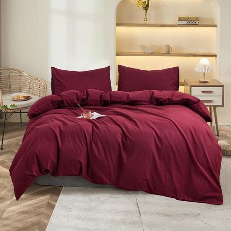 PRICES MAY VARY. 【HIGH QUALITY＆DURABLE CONSTRUCTION】 This wine red comforter is made of COTTON and filled with whole-piece superior microfiber,so this comforter is soft,lightweight,yet durable. 【3 Pcs Queen Comforter Sets】 1 x queen comforter (90" x 90'') and 2 x standard pillowcases (20" x 26"). 【ADD WARM TO YOUR HOME】 Available for all seasons. Elegant and noble burgundy wine red decorates your room and brings warmth to your life.Lightweight and portable features make your travelling and Busin Red Comforter, Reversible Bedding, King Duvet Cover Sets, Red Bedding, Red Quilts, King Bedding Sets, Queen Comforter Sets, Queen Comforter, Burgundy Wine