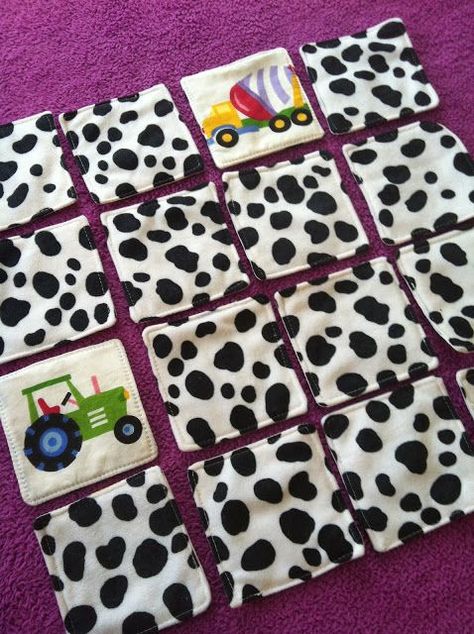 Toddler Memory Game: sewn from old sheet Homemade Toys, Baby Sewing Projects, Memory Game, Sewing Projects For Kids, Quiet Books, Sewing Toys, Sewing Projects For Beginners, Sewing Gifts, Baby Crafts