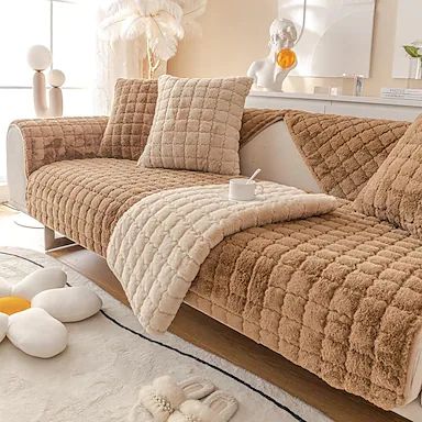 Plush Winter Sofa Slipcover Sofa Seat Cover Sectional Couch Covers,Furniture Protector Anti-Slip Couch Covers(Sold by Piece/Not All Set) 2023 - US $12.99 Modern Couch Covers, Cheap Sofa, Plush Couch, Sectional Couch Cover, Quilted Sofa, Plush Sofa, Ottoman Cover, Grey Pillows, Couch Cover