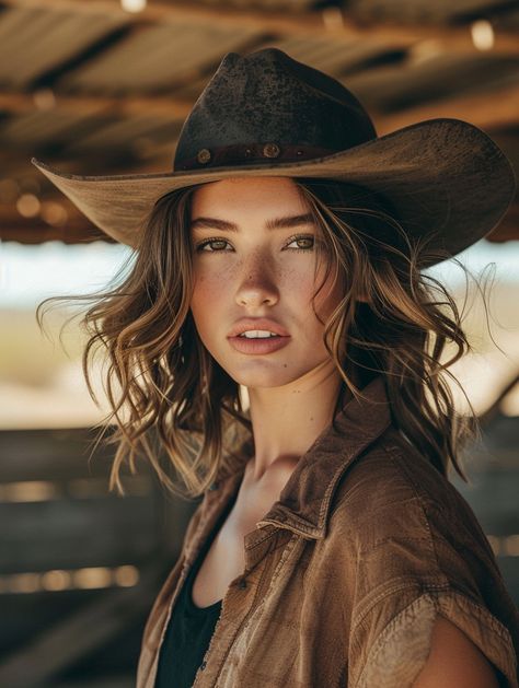 52 Cute Hat Hairstyles for Every Occasion: Berets, Beanies & More Medium Length Hair With Cowboy Hat, Short Hair Cowboy Hat Women, Hairstyles With Cowboy Hats, Cute Hat Hairstyles, Hats Short Hair, Cowboy Hats Women, Cowboy Hat Styles, Medium To Long Hair, Sleek Bun