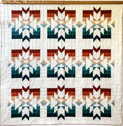 Deschutes Quilt Pattern - PDF | Abby Maed Squash Blossom Quilt Pattern, Weathervane Quilt Block, Popular Quilt Patterns, Delectable Mountain Quilt Pattern, Southwest Quilt Patterns Free, Cozy Modern Aesthetic, 10 Inch Square Quilt Patterns Free, Southwest Quilt Patterns, King Size Quilt Patterns