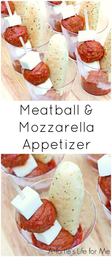 meatball and mozzarella appetizer skewers are the perfect addition to your holiday party Meatball Appetizer Cups, Wedding Appetizers In A Cup, Mini Tasting Party Ideas, Meatballs In A Cup Appetizer, Finger Foods In Cups, Prepare Ahead Party Food, Mini Cup Appetizers Parties Food, Appetizer In A Cup Ideas, House Warming Party Ideas Food