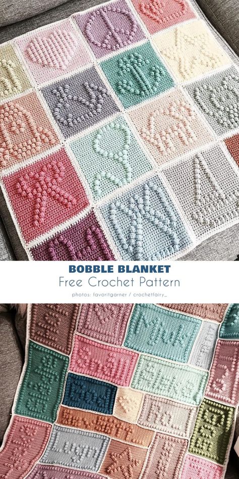 Bobble Afghan Crochet Patterns, Bubble Stitch Crochet Baby Blanket, Crochet Bobble Square Patterns, Bobble Afghan Patterns, Bobble Stitch Crochet Blanket Pattern, Crochet Words On Blanket Free Pattern, Star Bobble Crochet Pattern, Free Baby Blankets Crochet, Bobble Granny Square Pattern