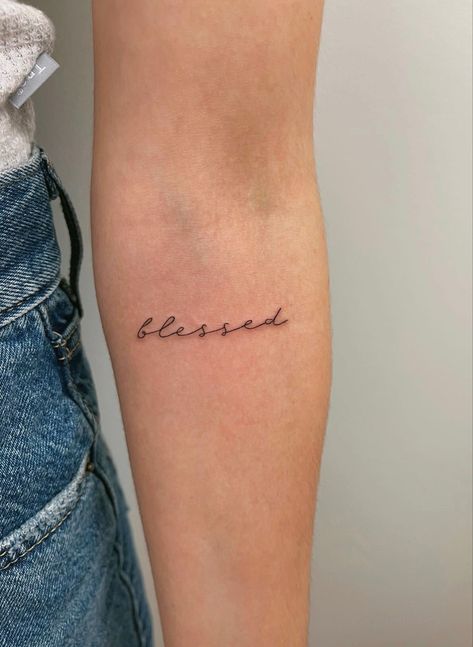 #aesthetic #dainty #fineline #femininity #tattoo Strength Fine Line Tattoo, Mini Fine Line Tattoo, Arm Script Tattoo, Fineline Tattoo Ideas Women, Fineline Word Tattoo, Grateful Tattoo, Femininity Tattoo, Watercolor Tattoo Design, Serenity Tattoo