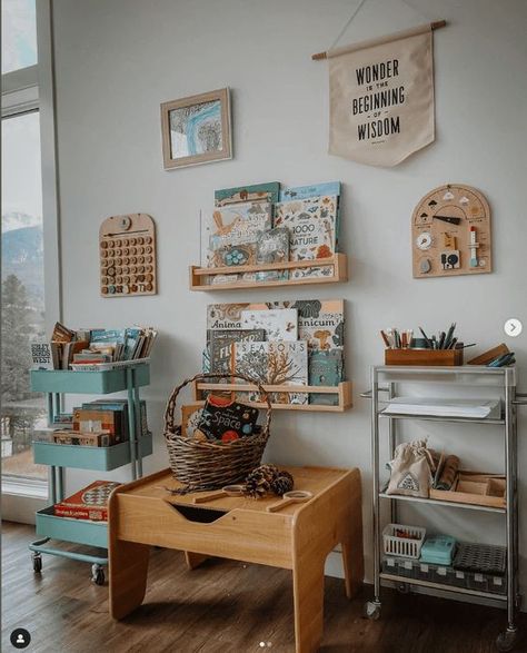 The Ultimate List of Homeschool Room Ideas & Organization Homeschool Room Small Space, Homeschool Wall Organization, Homeschool Corner Space In Living Room, Minimalist Homeschool Space, Vintage Homeschool Room, School Set Up At Home, Homeschool Area In Living Room, In Home Preschool Set Up, Boho Homeschool Room