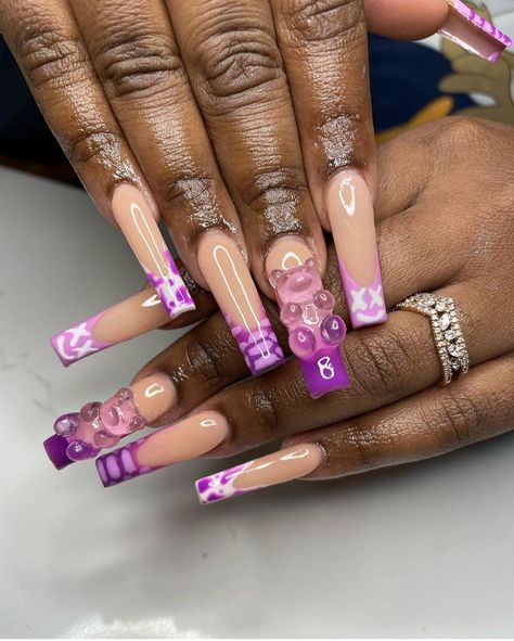 Purple Acrylic Nails, Blue Acrylic Nails, Drip Nails, Baddie Nails, White Acrylic Nails, Cute Acrylic Nail Designs, Casual Nails, Glow Nails, Dope Nail Designs