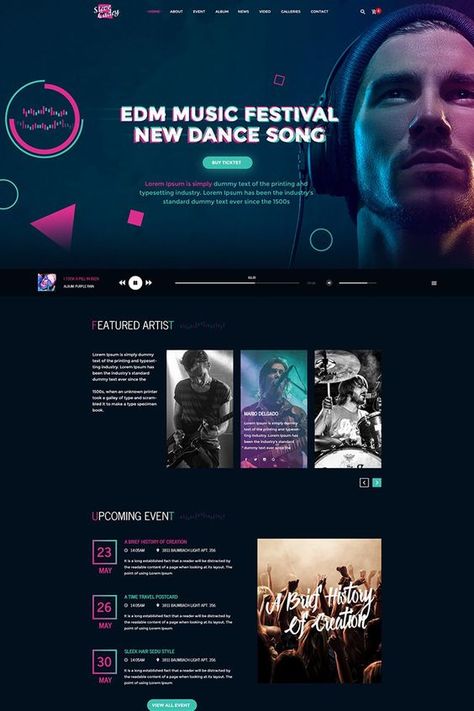 Edm Music Festivals, Music Websites, Music Website, Desain Ui, Mobile Car, Best Website Design, Music Sites, Event Website, Music Web