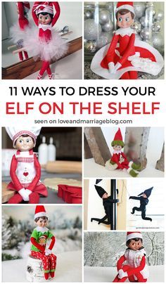 11 Awesome Elf On The Shelf Clothes - Love and Marriage Elf On The Shelf Clothes, Diy Elf, Awesome Elf On The Shelf Ideas, The Elf On The Shelf, Xmas Elf, Elf Antics, Elf Fun, Christmas Preparation, Elf Clothes