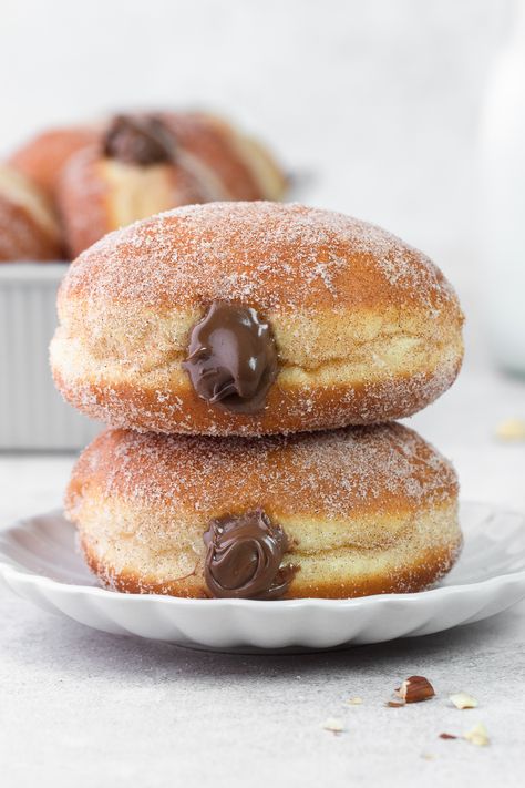 Nutella Donuts - Short Stack Kitchen Nutella Donuts Recipes, Aesthetic Desserts Photography, Nutella Doughnut, Donut Pics, Donut Photoshoot, Donuts Photography, Donut Photography, Doughnuts Photography, Cookie Photography