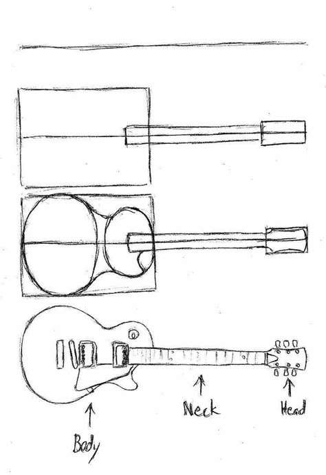 Draw A Guitar, Guitar Sketch, Guitar Easy, Guitar Drawing, Trendy Music, Drawing Kids, Center Line, Guitar Teacher, Music Signs