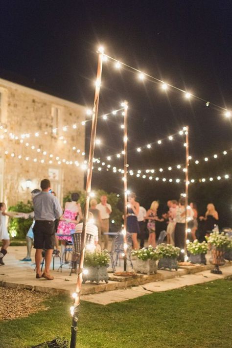 Rustic String Bistro Lights Wedding Decor Ideas / http://www.himisspuff.com/string-bistro-lights-wedding-ideas/2/ Wedding Supper, Outdoor Restaurant Patio, Truck Garden, Backyard Wedding Lighting, Wedding Reception Lighting, Deco Champetre, Restaurant Patio, Alpine Plants, Modern Wedding Inspiration