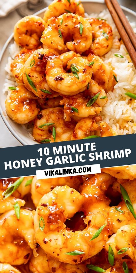 This delicious honey garlic shrimp takes less than 10 minutes to make! Get the secrets to this restaurant quality dish, which could be easily made at home! Cooked Shrimp Recipes, Shrimp And Rice Recipes, Honey Garlic Shrimp, Tattoo Health, Shrimp Recipes Healthy, Shrimp And Rice, Shrimp Recipes For Dinner, Shrimp Recipes Easy, Shrimp Dishes