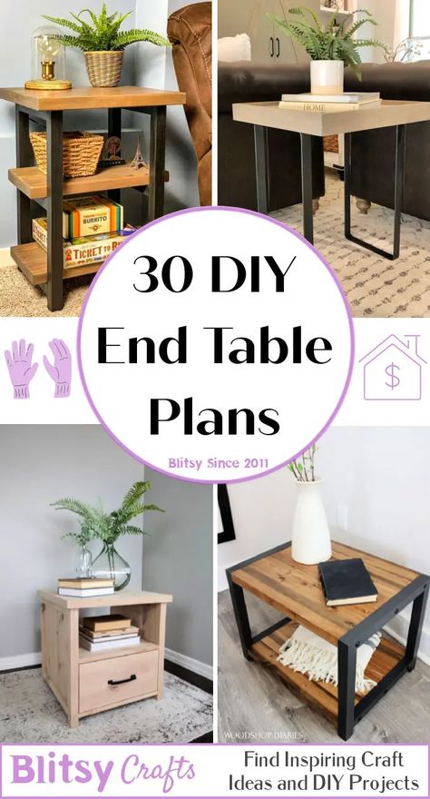 Diy End Table Ideas, Wood Side Table Diy, End Table Ideas, Side Table Decor Living Room, Pallet End Tables, Diy End Table, End Table Plans, Classic Side Table, Unique End Tables