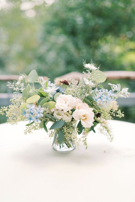 Morris Arboretum, Garden Wedding Centerpieces, Blue Wedding Centerpieces, Blue Centerpieces, Summer Garden Wedding, Light Blue Wedding, Romantic Garden Wedding, Blue Wedding Flowers, Sage Green Wedding