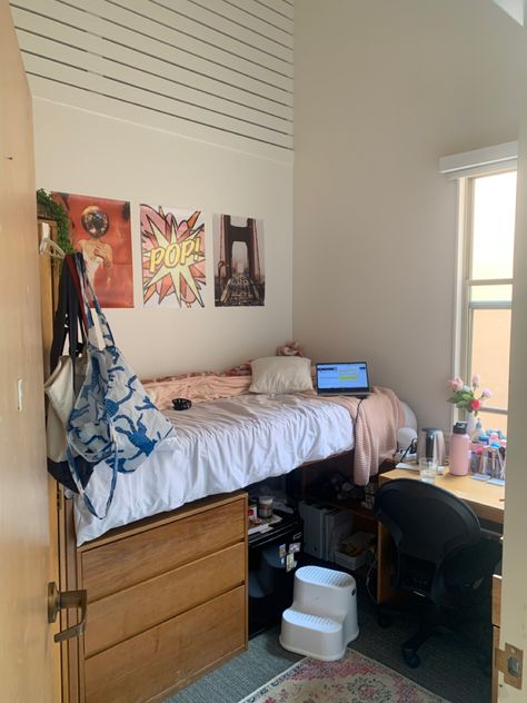 Stanford Dorm Room, University Of Utah Dorm, Stanford University Dorms, Stanford University Aesthetic, Stanford Aesthetic, Stanford Dorm, Dorm Room Pink, Harvard Dorm, University Dorm Room