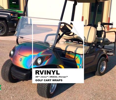 Cool Golf Cart Paint Jobs, Golf Cart Remodel Diy, Funny Golf Cart Decals, Golf Cart Stickers, Golf Cart Makeover Diy, Tricked Out Golf Carts, Paint Golf Cart, Golf Cart Paint Ideas Diy, Painting Golf Cart Diy