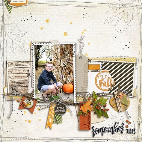 Autumn Layout, Pretty Scrapbook, Autumn Scrapbook, October Daily, Fall Scrapbook Layouts, Fall Mason Jars, Halloween Layout, Katie Pertiet, Album Photo Scrapbooking