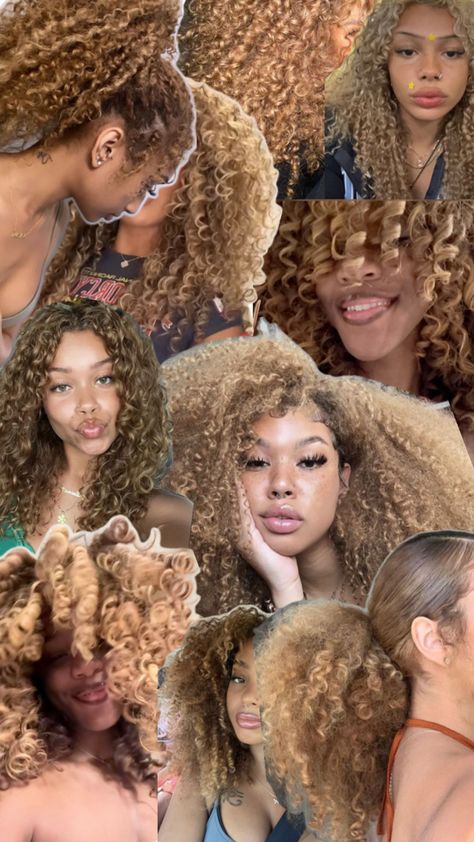 Blonde curly hair, curly hair, blonde curly hair black women, honey blonde hair Black Women Honey Blonde Hair, Blonde Curly Hair Black Women, Hair Blonde Curly, Curly Hair Black Women, Curly Hair Blonde, Blonde Honey, Blonde Hair Black Women, Blonde Dye, Honey Blonde Hair Color