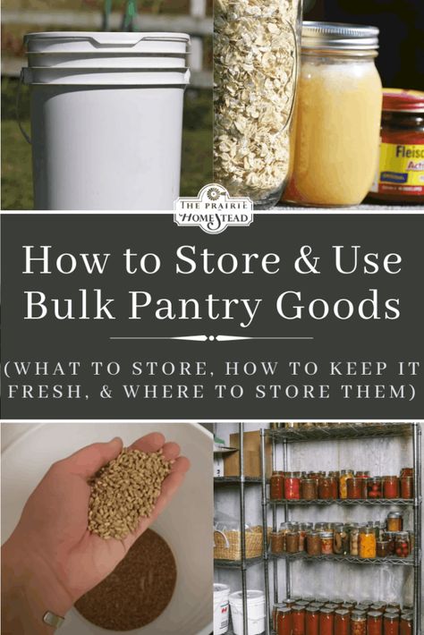 How to Store and Use Bulk Pantry Goods How To Store Dehydrated Food, Homesteaders Kitchen, Homesteading Kitchen, Woods Living, Canning Preserves, Frugal Kitchen, The Prairie Homestead, Homesteading Life, Survival Food Storage