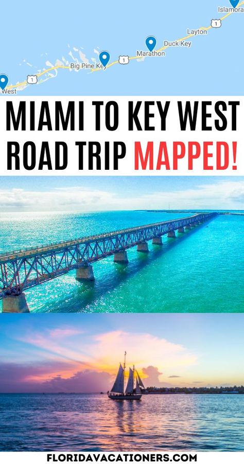 Florida Keys Road Trip Mapped! Key West Road Trip, West Road Trip, Key West Florida Vacation, Florida Keys Road Trip, Travel Key West, Key West Vacations, Road Trip Places, Florida State Parks, Vacation Itinerary