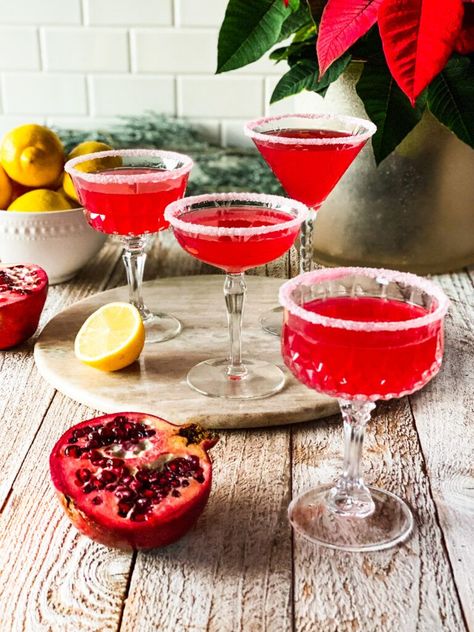 Lemon Pomegranate Martini, Holiday Lemon Drop Martini, Pomegranate Lemon Drop Martini, Pomogranette Martini, Winter Martini Recipes Vodka, Christmas Lemon Drop Martini, Winter Martini Recipes, Cranberry Lemon Drop Martini, Green Apple Martini Recipe