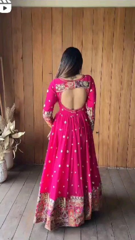 New Dress For Women Diwali, Silk Suits Designs From Saree, Anarkali Dress From Saree Party Wear, Saree Gown Design Ideas, Long Frock Ideas With Old Sarees, Dress Stitched From Saree, Long Frocks For Women Traditional, Traditional Chudidar Dress, Dresses Stitched From Saree