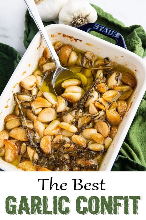 Confit Recipes, Garlic Confit, Baked Garlic, Garlic Recipes, Roasted Garlic, So Delicious, Appetizer Snacks, Appetizer Recipes, Baked Dishes