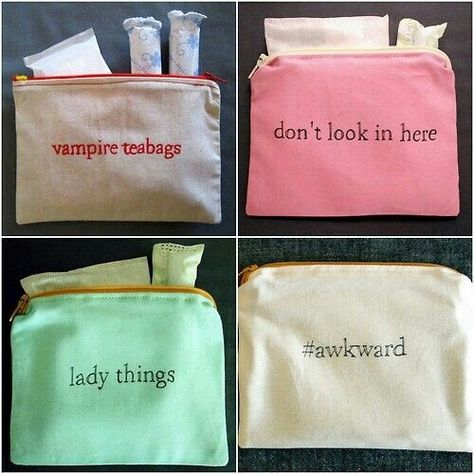 New need Pad Bag Period, Period Bag Ideas, Period Pouch Ideas, Vampire Teabags, Period Bags, Tampon Bag, Period Pouch, Period Bag, Period Party