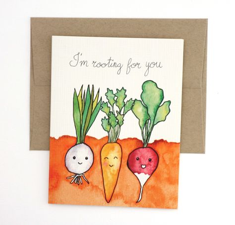 I'm Rooting for You Get Well Card / Encouragement Card - Etsy Recovery Cards, Get Well Soon Card, Watercolor Birthday Cards, Karten Design, Art Carte, Get Well Gifts, Paint Cards, Card Drawing, Encouragement Cards