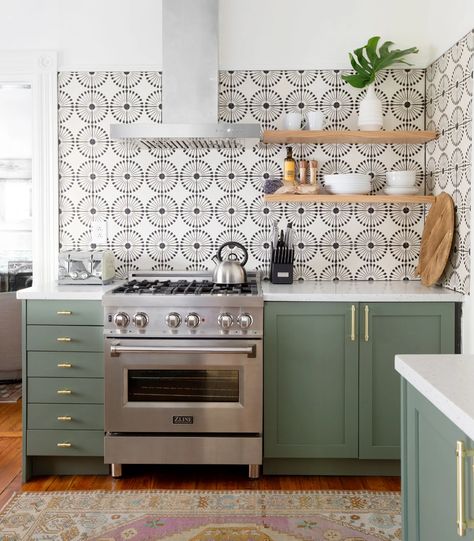 Unapologetic Design: Alyssa Demilio’s Approach to Exceptional Interior – Clay Imports Clay Imports, Handcrafted Tile, Kitchen Transformation, Patio Flooring, Green Cabinets, Tile Designs, Interior Floor, Stylish Kitchen, Kitchen Cabinetry