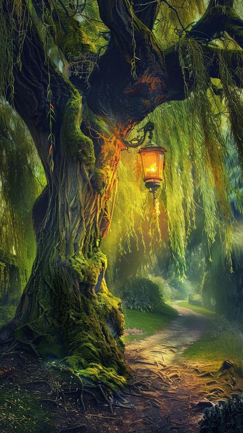 "Enchanted Forest Path: A mystical #nature hangs from a gnarled tree, illuminating an eerie journey through an enchanted woodland. #enchanted #forest #lantern #path #mystical #aiart #aiphoto #stockcake ⬇️ Download and 📝 Prompt 👉 https://stockcake.com/i/enchanted-forest-path_808155_236711" Magical Fall Forest, Forest Lantern, Gnarled Tree, Mystical Nature, Forest Fashion, Enchanted Woodland, Enchanted Tree, Amazing Trees, Forest Path