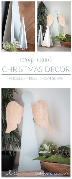 Scrap Wood Christmas Decor | inbetweenchaos.com #ChristmasDecor #wood #homedecor Wooden Sleigh Christmas Decor Diy, Scrap Wood Christmas, Wood Christmas Decor, Easy Woodworking Ideas, Christmas Diy Wood, Wood Angel, Wood Pile, Buffalo Check Christmas, Wooden Christmas Decorations