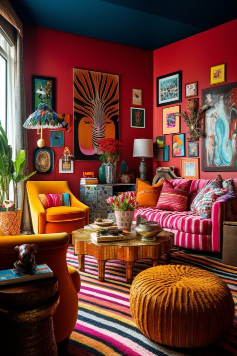 Maximalist Interior Design, Colourful Living Room Decor, Maximalist Interior, Eclectic Interior Design, Interior Vintage, Casa Vintage, Colourful Living Room, Maximalist Decor, Maximalism