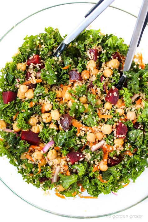 Kale Superfood Power Salad (Vegan!) Superfood Salad Recipe, Vegan Chickpea Recipes, Garden Grazer, Low Carb Food List, Power Salad, Vegan Chickpea, Spring Treats, Vegan Salads, Superfood Salad