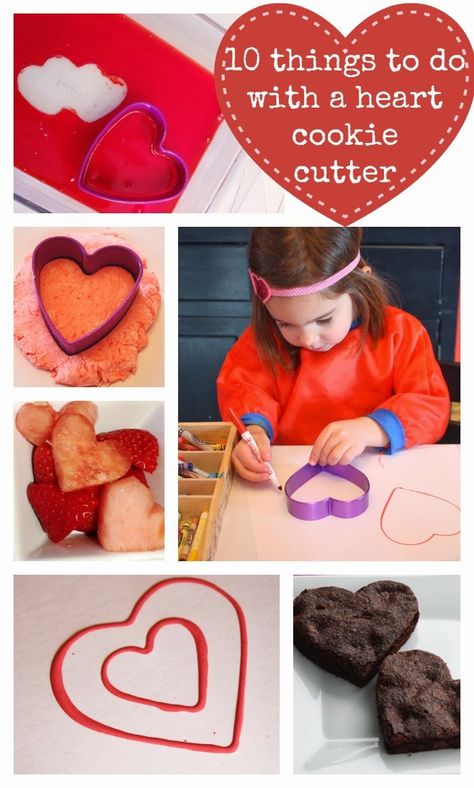 10 Things To Do With A Heart Shaped Cookie Cutter.  Fun Ideas for Valentine's Day!  || The Chirping Moms Thankful Crafts, Kids Educational Crafts, Valentines Activities, Cute Valentine Ideas, Heart Shaped Cookie, Valentine Stuff, Kids Holidays, Room Parent, Family Projects