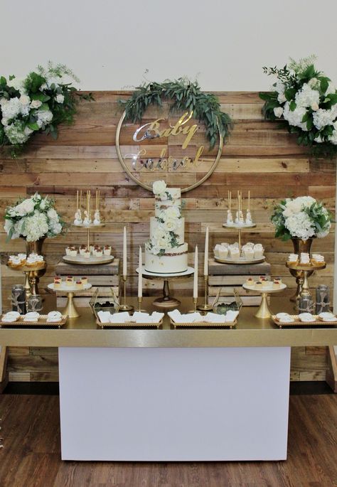 Confirmation Dessert Table Ideas, Eucalyptus Dessert Table, Sage Green Candy Table, Boho Dessert Table Ideas, Rustic Dessert Table Ideas, Sage Green Dessert Table, Dessert Table Layout, Boho Dessert Table, Wedding Dessert Table Decor