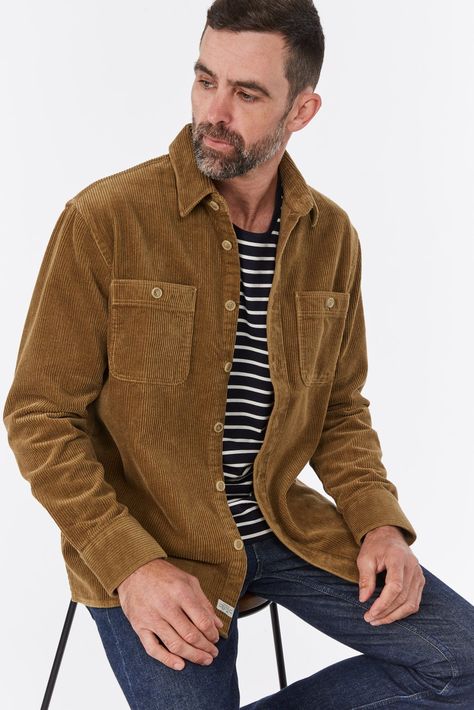 Buy Lark Cord Overshirt in Brown online today! - Barkers New Zealand Overshirt Outfit, Mens Cords, Fashion Today, Suede Jacket, Mens Clothing, Relaxed Style, Mens Clothing Styles, Men's Clothing, Looks Great