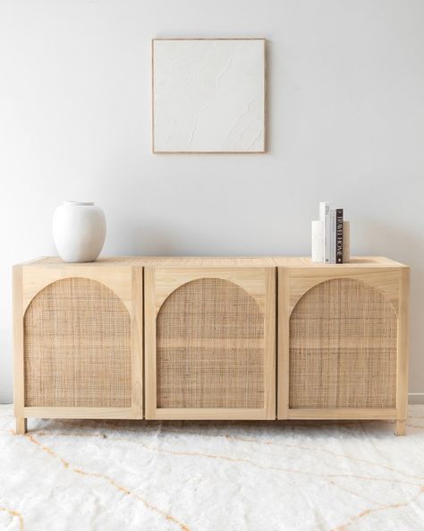 Arch Console, Elm Furniture, Cabinet Island, Rattan Sideboard, Deco Zen, Wooden Arch, Solid Wood Cabinets, Woven Rattan, Wooden Cabinets