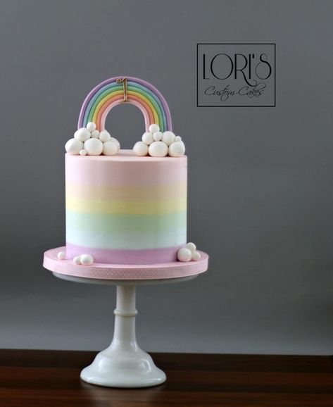 Buttercream rainbow  by Lori Mahoney (Lori's Custom Cakes) Buttercream Rainbow, Gökkuşaği Pasta, Pastel Rainbow Cake, Lemon And Coconut Cake, Pastel Birthday, Rainbow Birthday Cake, 1st Birthday Cakes, Salty Cake, Cake Inspo