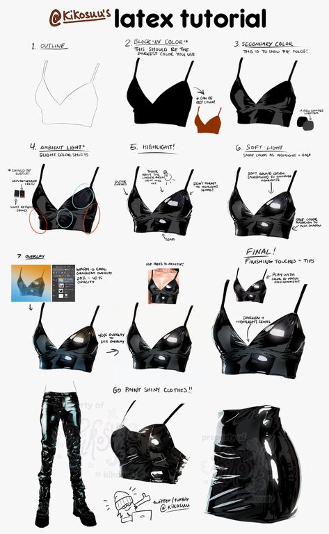 KIKO★ on X: "here's an actual step by step for painting latex/shiny clothes! thank you so much for all the love on the original post <3 #arttips #digitalart https://t.co/9pbdxlnX2E" / Twitter Affiches D'art Déco, Digital Painting Techniques, Digital Art Beginner, Coloring Tutorial, Shiny Clothes, Digital Painting Tutorials, Drawing Clothes, Art Tutorials Drawing, Digital Art Tutorial