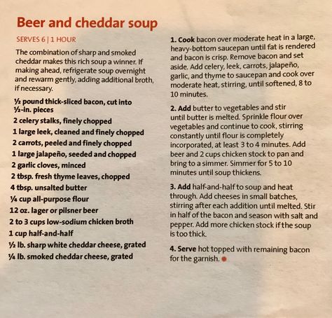 Jack Astors Beer And Cheddar Soup, Beer And Cheddar Soup, Beer Cheddar Soup, Beer Bacon, Cheddar Soup, Soups And Stews, Fall Recipes, Cheddar, Stew