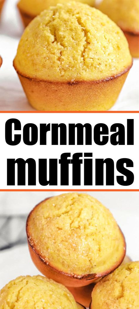 Cornmeal muffins with buttermilk are a fun morning treat or side dish with chili or any other dinner idea. Easy with a bit of sweetness to them. Cornmeal Muffins Easy, Corn Meal Muffin Recipe, Sweet Corn Muffins Recipe, Corn Bread Muffins With Real Corn, Uses For Cornmeal, Corn Muffins Moist, Recipes With Cornmeal, Corn Meal Muffins, Corn Muffin Recipes