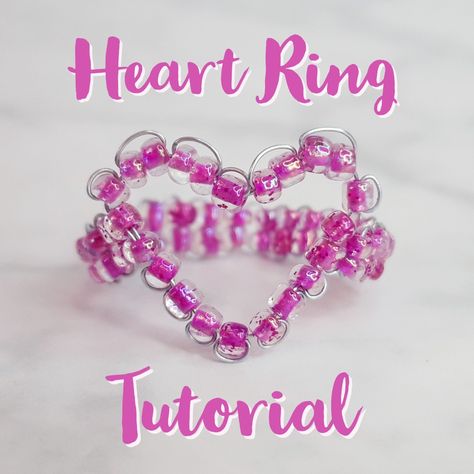 DIY Handmade Jewelry. Heart Wire Ring Tutorial. Heart Ring Tutorial, Beaded Heart Ring, Heart Rings Diy, Wire Ring Tutorial, Wire Rings Tutorial, Handmade Jewelry Wire, Lavender Art, Beaded Diy, Wire Heart