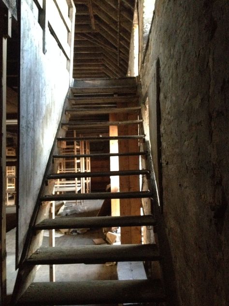 Old wooden stairs going up to the 2nd floor of inside the Store Old Wooden Stairs, Old Basement, Internal Courtyard, Wooden Stairs, Family Restaurants, Listed Building, 2nd Floor, Stairs, Old Things