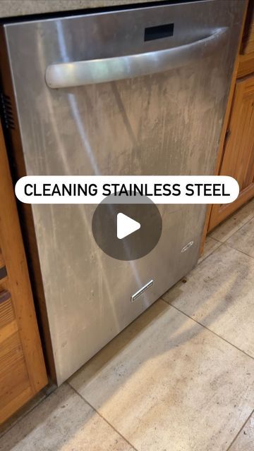 Kellsie Zapata | Cleaning Tutorials & Motivation on Instagram: "Do your stainless steel appliances look like this? Or perhaps like this? If they do, let me show you how to fix them. You are going to need barkeepers friend. Any version of barkers friend will work whether it’s the soft cleanser, the more spray formula, or the original powder cleanser. If you have water stains or any other grime on your stainless steel surface, barkeepers friend can remove it. When you are working with stainless steel, make sure you follow the grain. To find the direction of the grain, you need to get up close to the appliance so you can see the faint lines running along the finish. The lines on this dishwasher go side to side. So, to avoid unnecessary scratches, I wiped side to side, not up and down. If I we Streak Free Stainless Steel Appliances, Best Way To Clean Stainless Appliances, Diy Stainless Steel Cleaner Appliances, Stainless Steel Cleaning Hacks, How To Clean Stainless Steel, How To Clean Stainless Steel Appliances, Clean Stainless Appliances, Cleaning Stainless Steel Fridge, Stainless Steel Appliance Cleaner