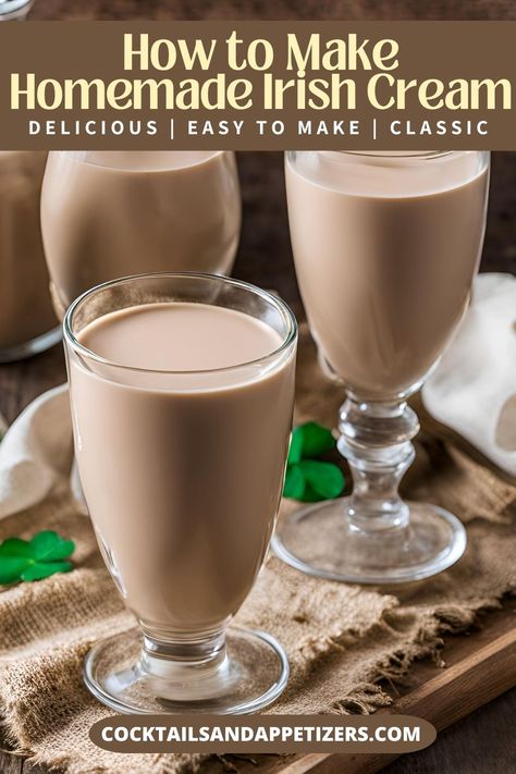 Fast and easy homemade Irish Cream recipe that takes only a few minutes to make! This copycat Irish Cream recipe can be stored in the fridge and used for all your favorite Baileys cocktails. Whip up a batch of this creamy liqueur for Christmas cocktails, fall alcoholic drinks. How To Make Irish Cream, Bailey Irish Cream Recipe, How To Make Baileys Irish Cream, Homemade Baileys Recipes, Bailey Cocktails, Homemade Irish Cream Liquor, Homemade Baileys Irish Cream Recipes, Home Made Baileys Irish Cream, Irish Cream Recipe Drinks