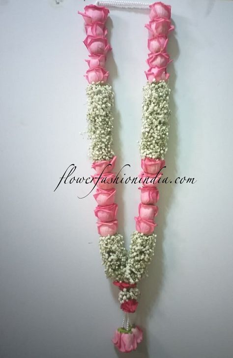 #FloralGarlands made with love. Contact us on 9742200300 to order your #FlowerGarlands. Visit flowerfashionindia.com for more! Poola Dhandalu Engagement, Wedding Flower Garland Indian, Garland Designs Indian, Bridal Mala Flower, Puladandalu For Marriage, Flower Garlands Wedding, Poola Dhandalu Marriage, Jwellary Design For Wedding, Kalyana Malai Designs