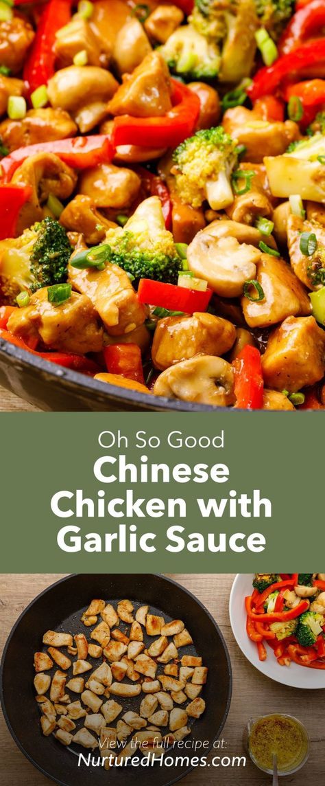 Easy Stir-Fry Chicken with Garlic Sauce - Nurtured Homes Chicken Stirfry Recipes, Chicken With Garlic Sauce, Chicken Stir Fry Recipes, Chicken Stir Fry With Vegetables, Chicken Stir Fry Sauce, Chicken Vegetable Stir Fry, Healthy Family Dinner, Easy Chicken Stir Fry, Chinese Beef