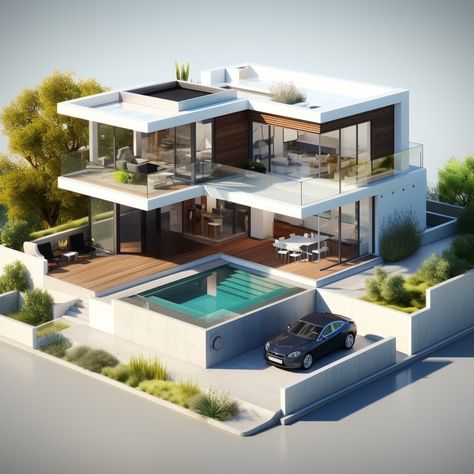 Free Photo | 3d rendering of isometric house model Procreate Building, 3d Rendering Architecture, Isometric House, House 3 Floors, Tui Bird, Architectural Concepts, Architectural Scale, Architecture Portfolio Design, Free Procreate